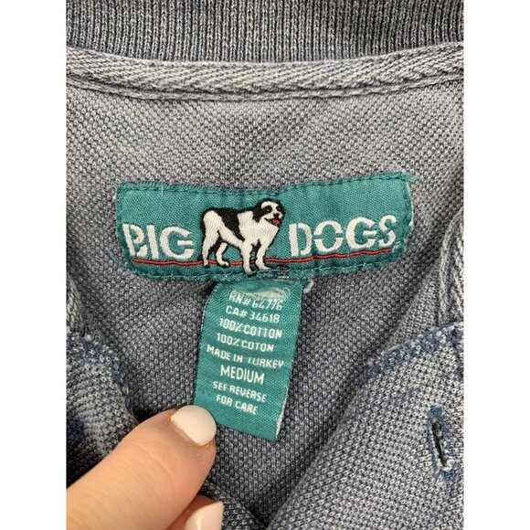 Big Dogs Men's Medium Blue Polo Shirt Short Sleeve Casual Wear Y2K - Picture 3 of 9